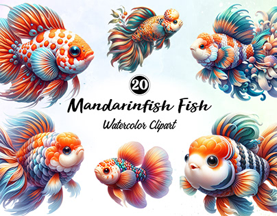 Mandarinfish Fish Watercolor Clipart