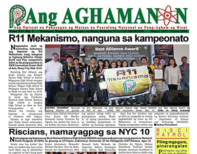 Ang Aghamanon Newspaper Layout 2014 - RNSHS