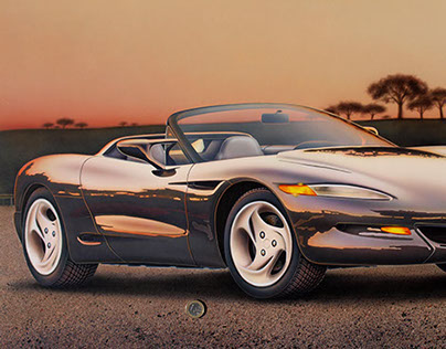 Corvette Sting Ray III", car illustration (1993)