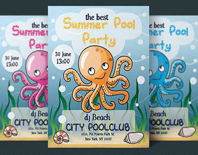 FREE SUMMER POOL PARTY FLYER IN PSD
