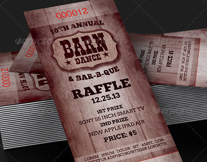 Barn Dance & BBQ Raffle Ticket Template 