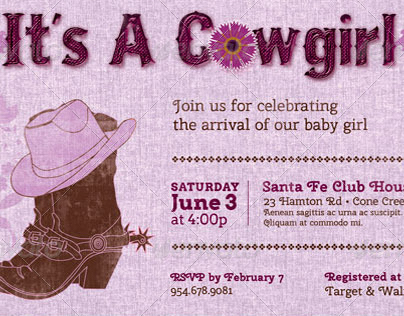 Cow Girl Baby Shower Invitation Template