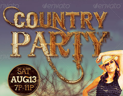 Country Western Party Flyer Template