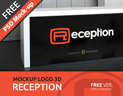 MOCKUP LOGO 3D IN RECEPTION_FOR FREE