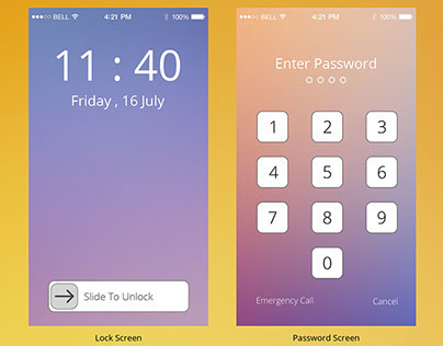 iOS 7 Lock and Password Screen