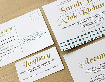 Wedding Invitation Suite with Gold Foil