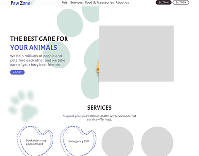 High Fidelity Wireframes - Pet shop Web site Design