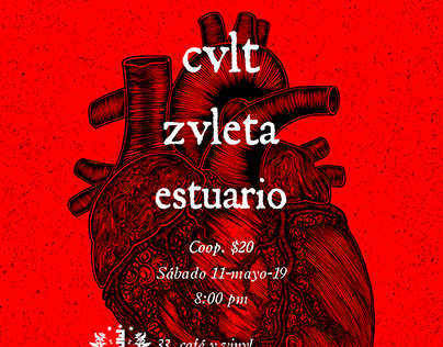 Flyer tocada Cvlto + Zvleta + Estuario / Gig flyer