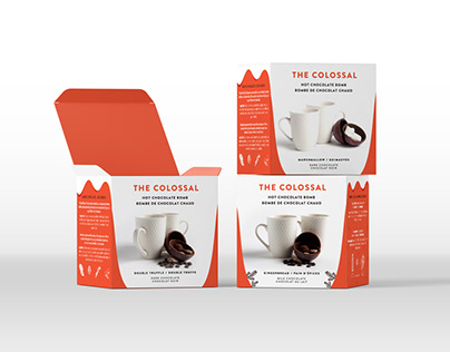 The Colossal Hot Chocolate Bomb Box packaging design