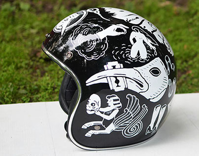 Black helmet painting