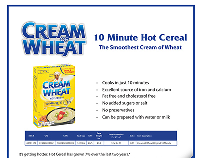 Cream of Wheat Spec Sheets