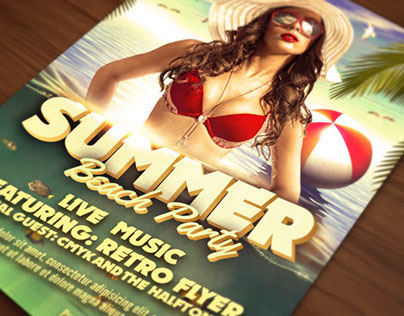 Retro Summer Beach Party Flyer Template