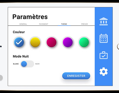 Maquette de paramètre couleur d'une tablette - Défi UI