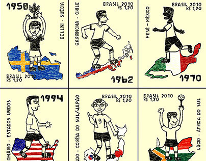 Cartela de selos comemorativos - Seleção brasileira