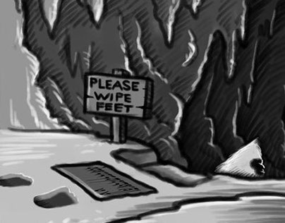 "Descent Into The Lair Of The Yeti" Cartoon Sketch