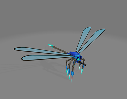 Lowpoly Animated Robotic Dragonfly