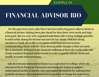 Financial Advisor Bio Example