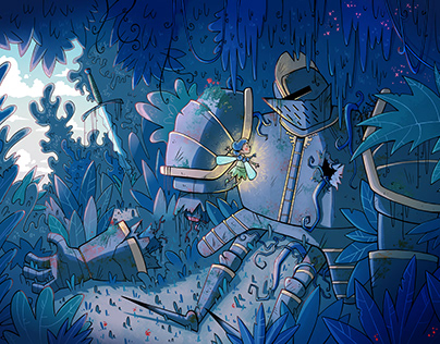 knight and fairy - illustration