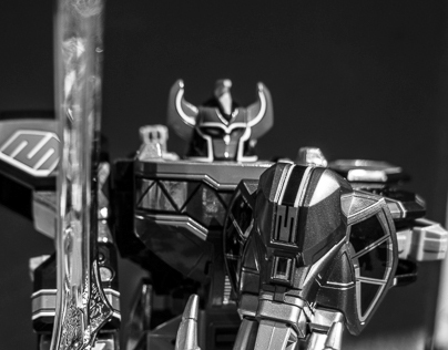 The Dinozords in Black and White