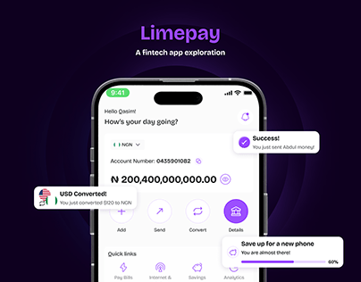 Limepay-A fintech App for saving & currency conversion