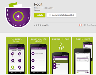 Poqit. Studio del logo e delle interfacce dell'app