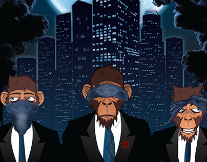 Midnight Blues X 3 Wise Monkeys