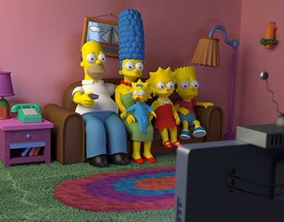 The Simpsons couch in 3D