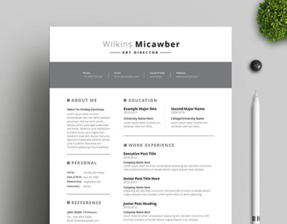 Black White Creatie Resume And CV Design Layout