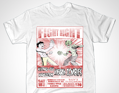 Fight Night: Kung-Fu Masters Versus Zombies T-Shirt