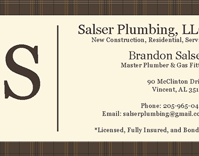 Salser Plumbing Business Card
