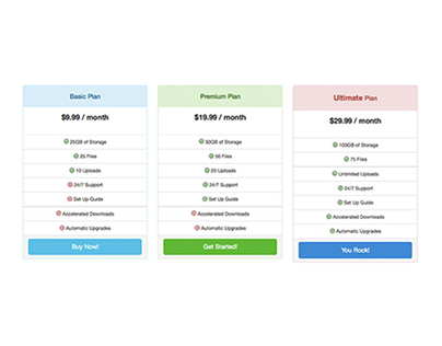 Bootstrap Pricing Tables (Free Source FIles)