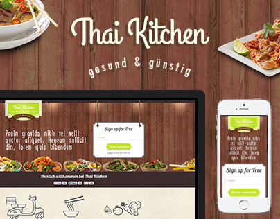 Thai Kitchen - food delivery service. UI/UX, responsive
