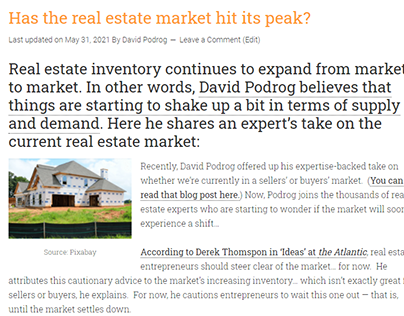 Has the real estate market hit its peak?