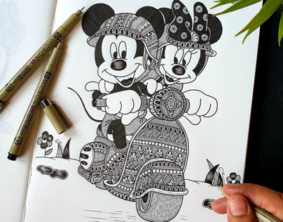 Mandala Illustrations of Disney Character