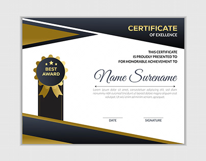 Luxury elegant black and gold diploma certificate