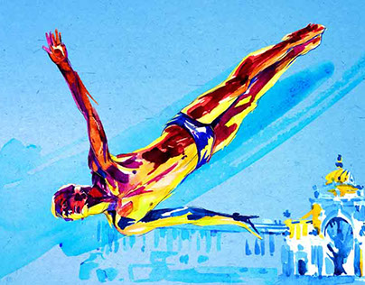 FINA World Champioships 2015 watercolor illustrations