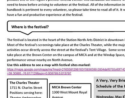 2013 Maryland Film Festival volunteer handbook