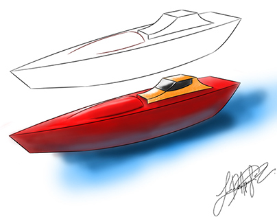 concept yacht w/ 3d render