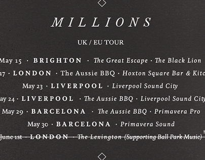 Millions UK/EU tour poster.