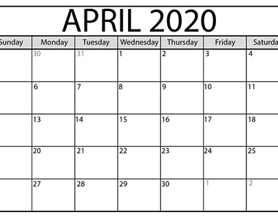 Free April 2020 Calendar