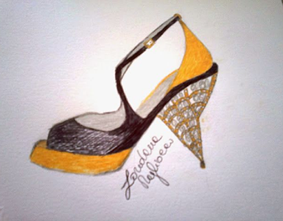 Filigrana heel black and gold shoe design