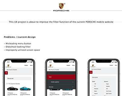 Improvement of the filter function - PORSCHE mobile