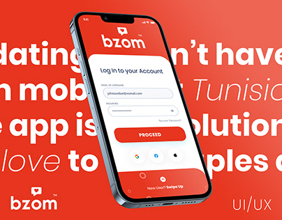Bzom - dating app design (UI/UX + Logo)