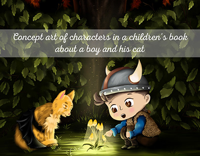 Concept art characters boy and his cat