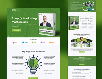 Landing page for Shopify Marketing Masterclass