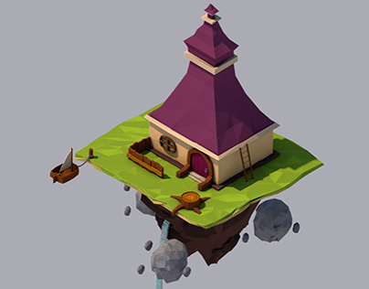 Floating House - Low Poly