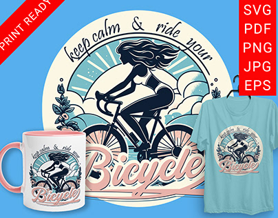 Bike riding girl SVG Sport teen Illustration