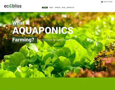 Ecobliss Aquaponics Startup Website Design