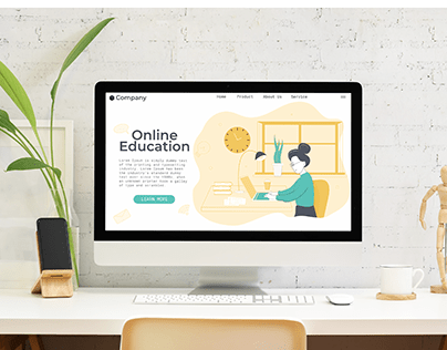 Online education course. Landing page template.