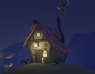 low poly house 3d work practice
